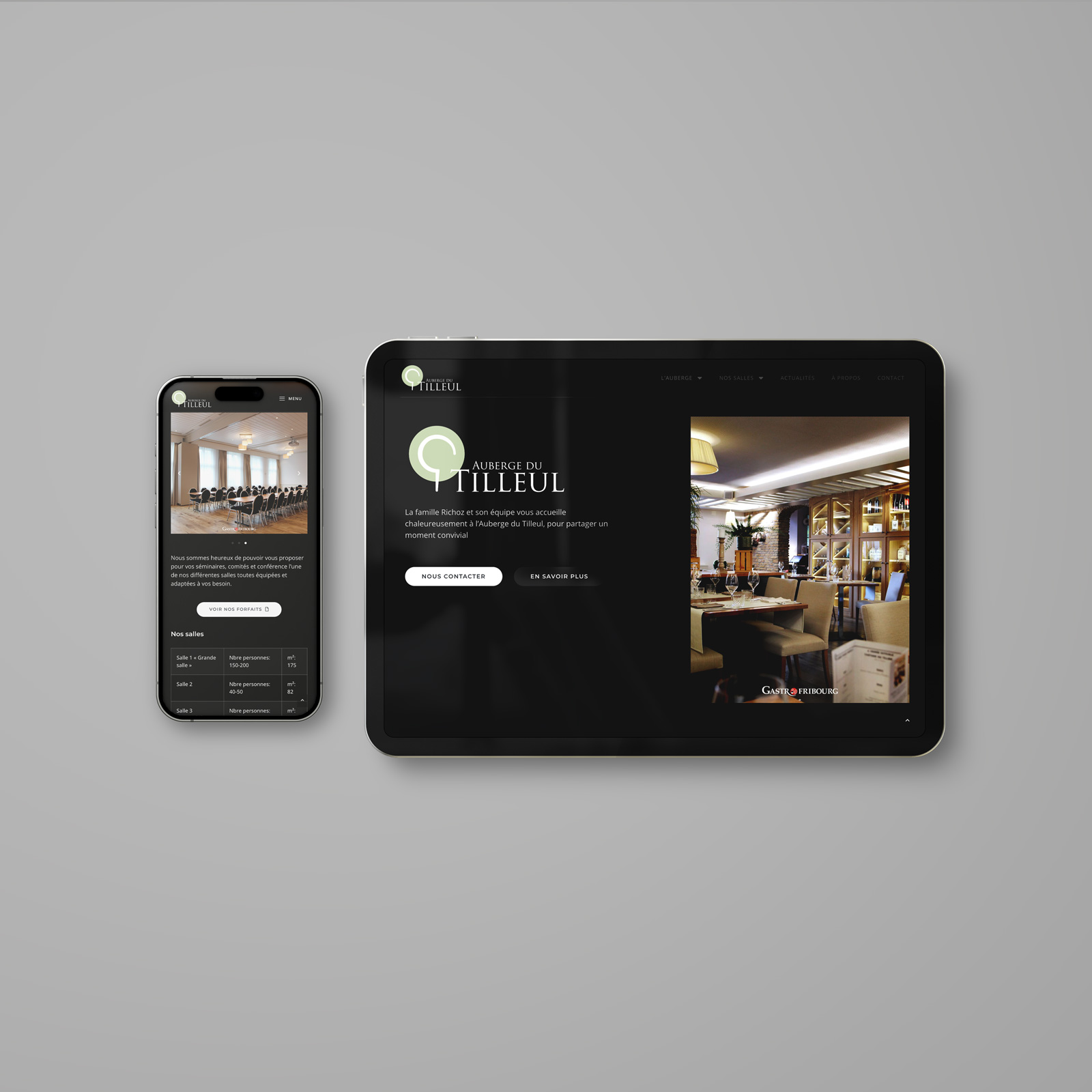 Auberge Tilleul mockup site internet.